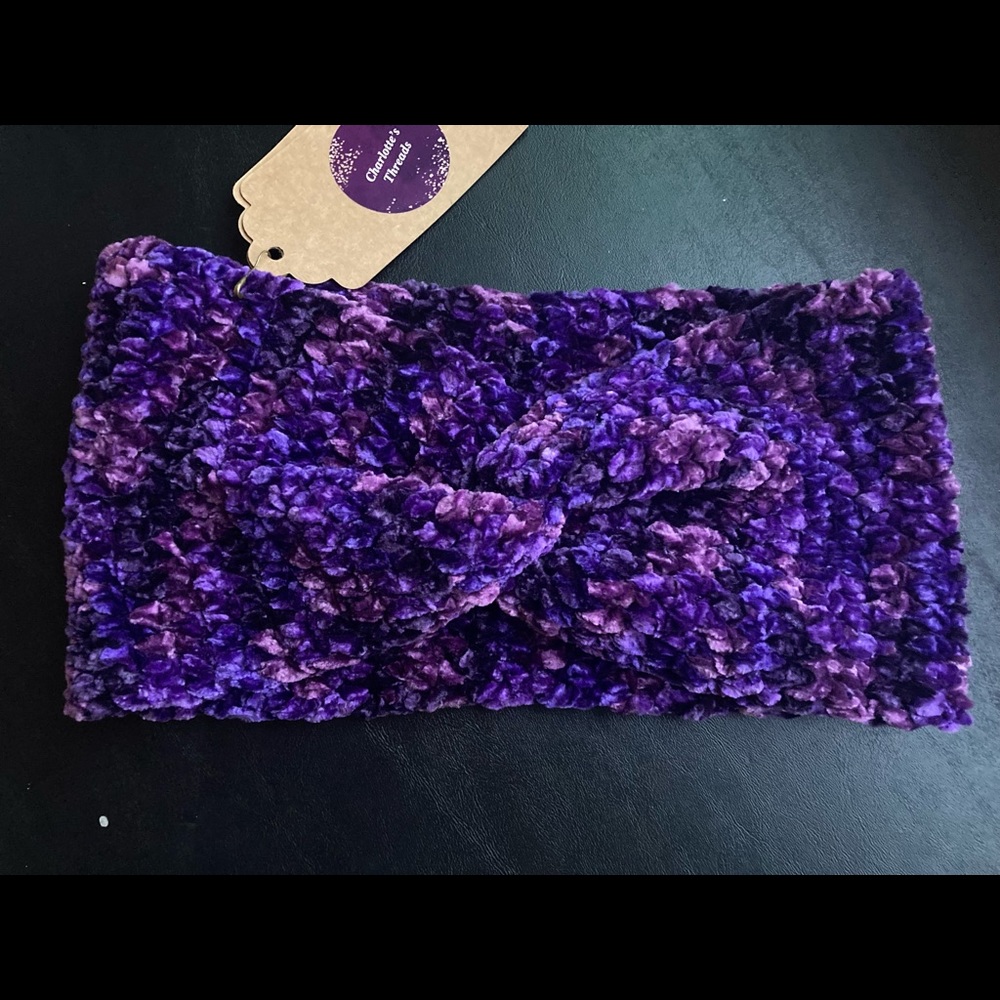 Vibrant Purple Velvet Twist Headband